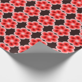 Papier Cadeau Rouge Ombre Rose Motif Floral Dégradé Chaud