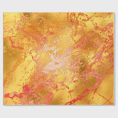 Papier Cadeau Rouge or Abstrait marbre brun brillant métal (Plat)