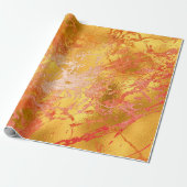 Papier Cadeau Rouge or Abstrait marbre brun brillant métal (Déroulé)