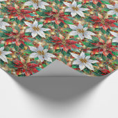 Papier Cadeau Rouge or blanc Poinsettia (Coin)