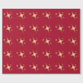 Papier Cadeau Rouge or élégant étoiles motif Noël (Plat)