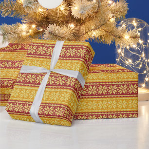 Papier Cadeau Rouge or laide Sweat de Noël confit Snowflakes