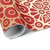 Papier Cadeau Rouge or oriental motif élégant (Coin rond)