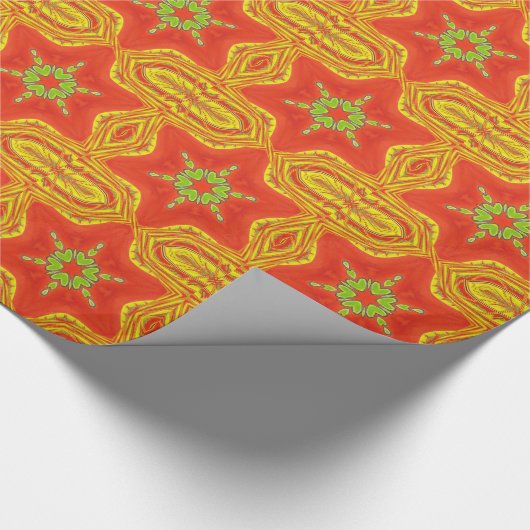 Papier Cadeau Rouge or vert Mandala Art Imprimer (Coin)