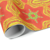 Papier Cadeau Rouge or vert Mandala Art Imprimer (Coin rond)