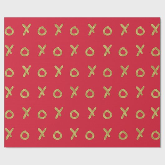 Papier Cadeau Rouge & Or X O XO XO's Tendance Mignon (Plat)