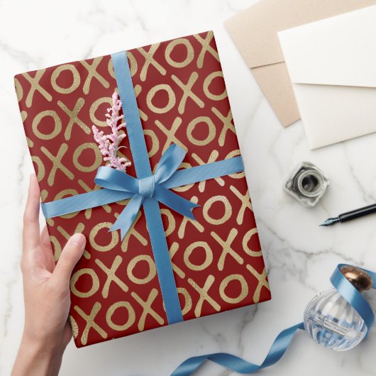Papier Cadeau Rouge Or XOXO (Cadeaux)
