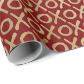 Papier Cadeau Rouge Or XOXO (Coin rond)