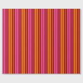 Papier Cadeau Rouge Orange Rose Design à rayures verticales (Plat)