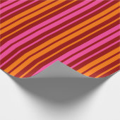 Papier Cadeau Rouge Orange Rose Design à rayures verticales (Coin)