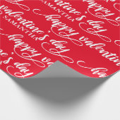 Papier Cadeau Rouge personnalisé Heureuse Sainte-Valentin (Coin)