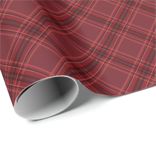 Papier Cadeau Rouge plaid classique de Noël (Coin rond)