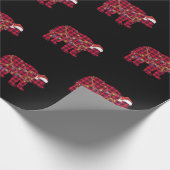 Papier Cadeau Rouge Plaid lumières de Noël Ours Père Noël (Coin)