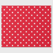Papier Cadeau Rouge Rétro et Points Blancs (Plat)