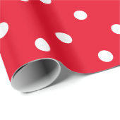 Papier Cadeau Rouge Rétro et Points Blancs (Coin rond)