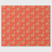 Papier Cadeau Rouge rétro Rudolph Reindeer (Plat)