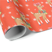 Papier Cadeau Rouge rétro Rudolph Reindeer (Coin rond)
