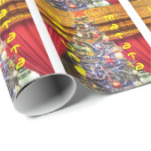 Papier Cadeau Rouge Rideau papier d'emballage de Noël (Coin rond)