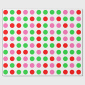 Papier Cadeau Rouge rose Vert Polka Point Noël (Plat)