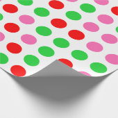 Papier Cadeau Rouge rose Vert Polka Point Noël (Coin)
