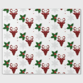 Papier Cadeau Rouge Rustique Plaid de Buffalo Cerf Flocon de Nei (Plat)