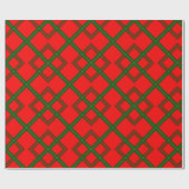 Papier Cadeau Rouge rustique, vert et Brown carreau (Plat)