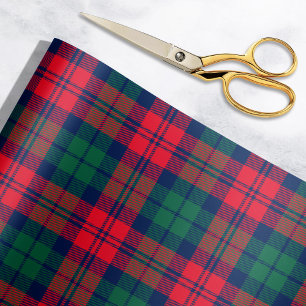 Papier Cadeau Rouge rustique, vert et tartan écossais marine de