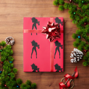 Papier cadeau rouge Saxophone Lecteur Fille