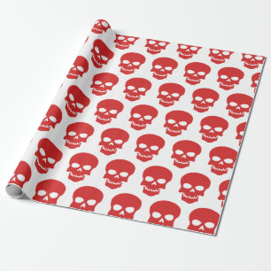 Papier Cadeau Rouge sur crâne blanc