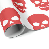 Papier Cadeau Rouge sur crâne blanc (Coin rond)