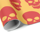 Papier Cadeau Rouge sur crâne jaune (Coin rond)