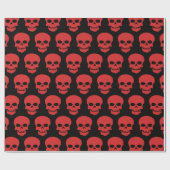 Papier Cadeau Rouge sur crâne noir (Plat)