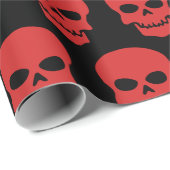 Papier Cadeau Rouge sur crâne noir (Coin rond)