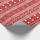 Papier Cadeau Rouge sur l'Africain blanc MudCloth inspiré (Coin)