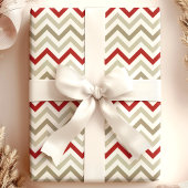 Papier Cadeau Rouge Tan Chevron Noël