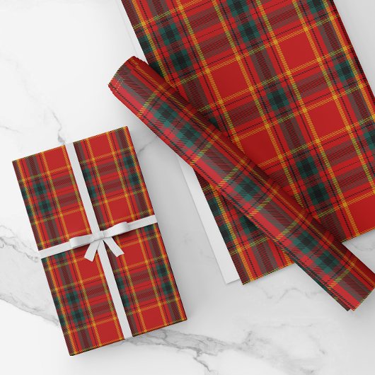 Papier Cadeau Rouge traditionnel de Noël et Plaid vert