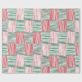 Papier Cadeau Rouge Vert aquarelle rayures Motif une photo (Plat)