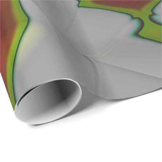 Papier Cadeau ~ Rouge Vert blanc fractal ~ Noël (Coin rond)