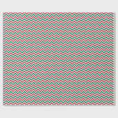 Papier Cadeau Rouge Vert Blanc Noël Moderne Zig Zag (Plat)