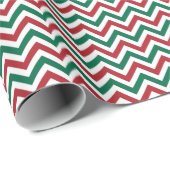 Papier Cadeau Rouge Vert Blanc Noël Moderne Zig Zag (Coin rond)