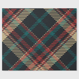 Papier Cadeau Rouge Vert Bleu Jaune Carreaux Traditionnels