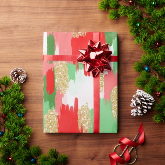 Papier Cadeau Rouge, Vert Brosse de Noël (Cadeau de vacances)