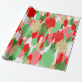 Papier Cadeau Rouge, Vert Brosse de Noël (Déroulé)