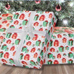 Papier Cadeau Rouge Vert Classique Noël de Fêtes