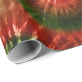 Papier Cadeau Rouge Vert et or amusant Tee Dye Starburst Retro (Coin rond)