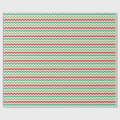 Papier Cadeau Rouge Vert et Zigzag Blanc (Plat)