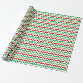 Papier Cadeau Rouge Vert et Zigzag Blanc (Déroulé)