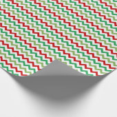 Papier Cadeau Rouge Vert et Zigzag Blanc (Coin)