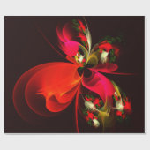 Papier Cadeau Rouge Vert Floral Moderne Art Abstrait Motif #02 (Plat)