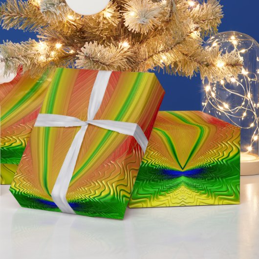 Papier Cadeau ~ Rouge vert jaune fractal ~ Noël (Vacances)